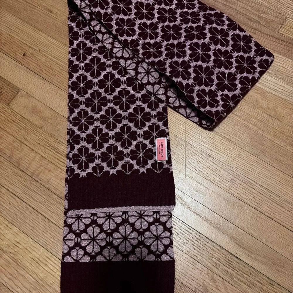 Kate Spade Burgundy and Pink Floral Scarf - Picture 6 of 6